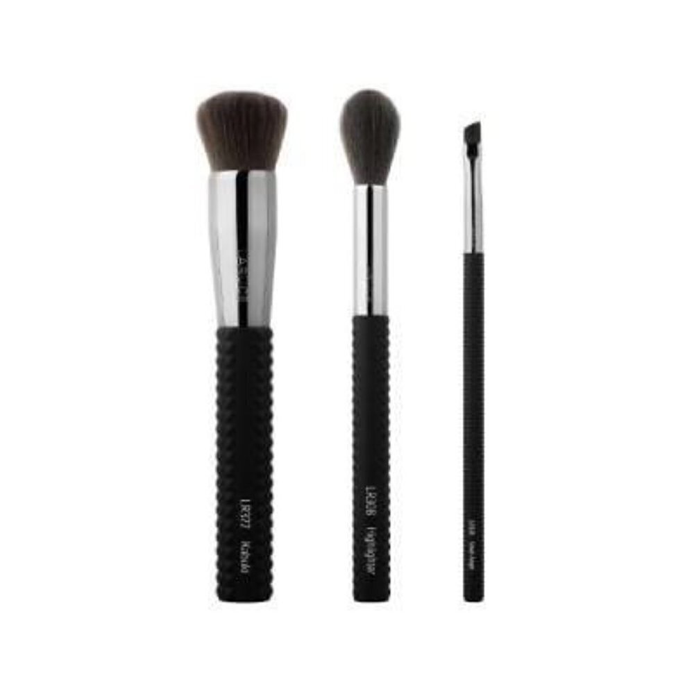 Laruce New On The Go 3 Piece Face Eye Contour Blush Eyeliner Makeup Brush Set